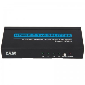 V2.0 HDMI 1x4 Splitter 3D Ultra HD 4Kx2K @ 60Hz HDCP2.2 támogatás