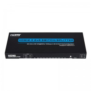 V2.0 HDMI 2x8 kapcsoló \/ elosztó támogatás 3D Ultra HD 4Kx2K @ 60Hz HDCP2.2