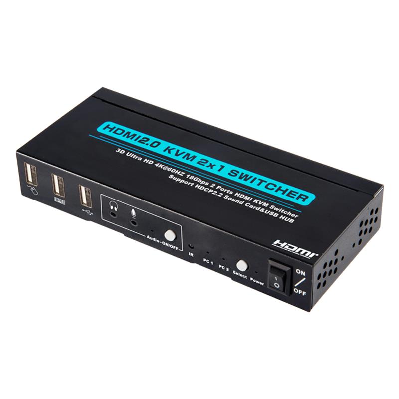 V2.0 HDMI KVM 2x1 kapcsoló támogatja a 3D Ultra HD 4Kx2K \/ 60Hz-et