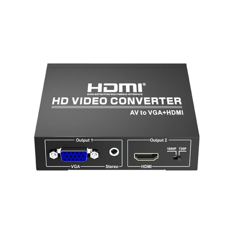AV-VGA + HDMI átalakító, 720P \/ 1080P nagyító