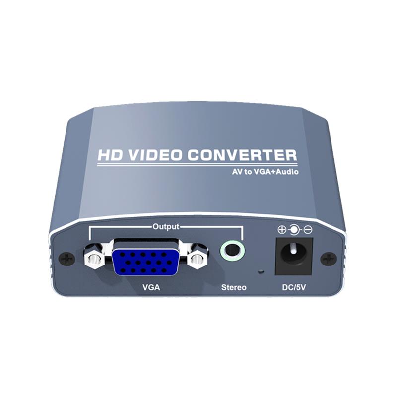 A \/ V-VGA + sztereó konverter 750P \/ 1080P méretarányos skálázó